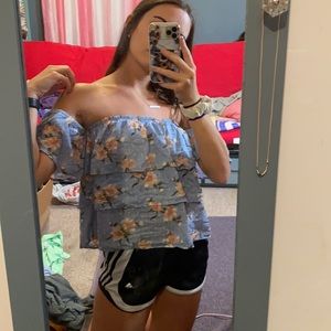 American Eagle floral off the shoulder top